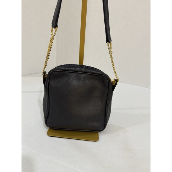 Vintage Paloma Picasso Black Leather Mini Shoulder Crossbody Handbag Gold Chain - Picture 2 of 16